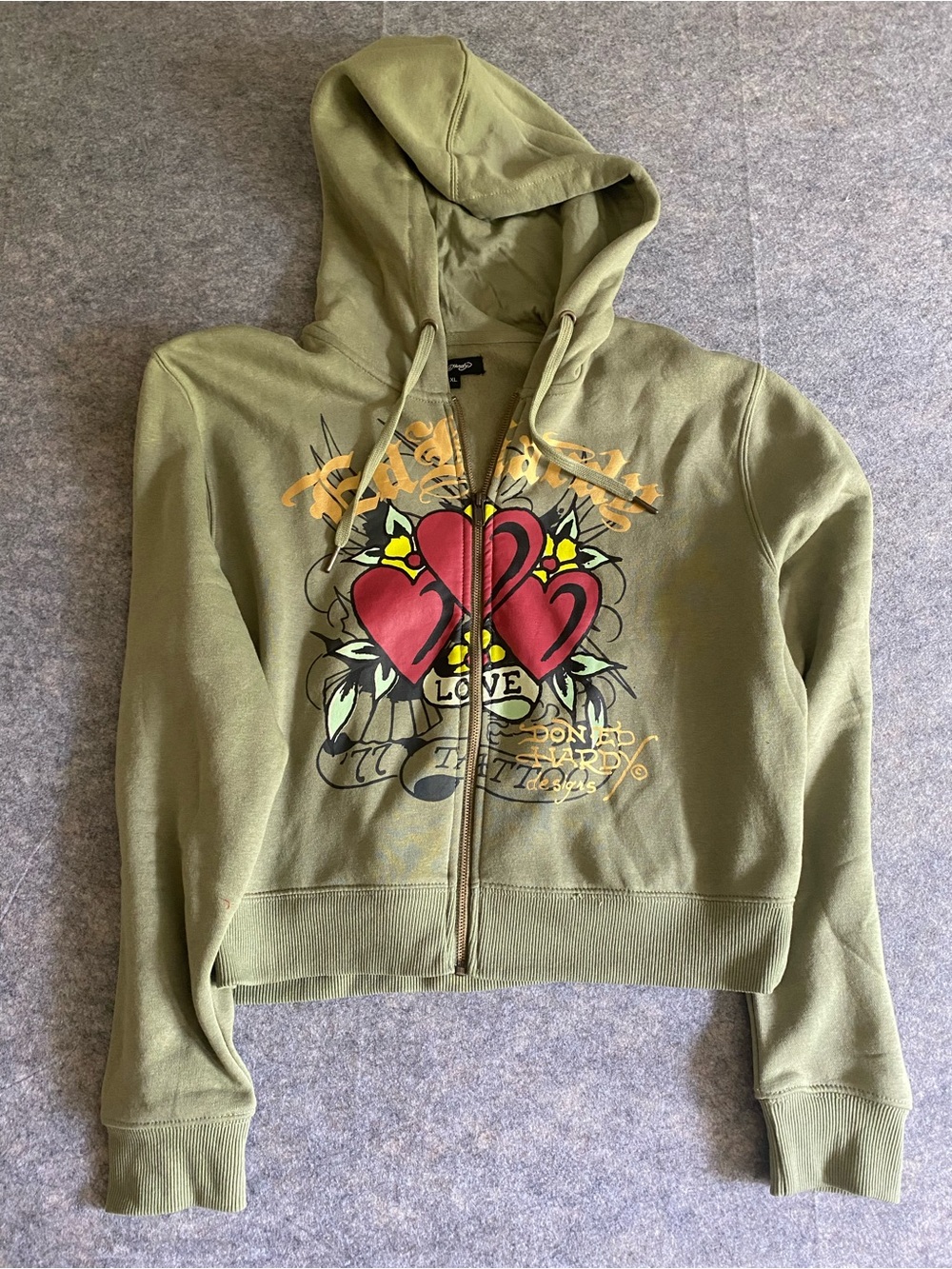 Ed Hardy Green Heart Hoodie